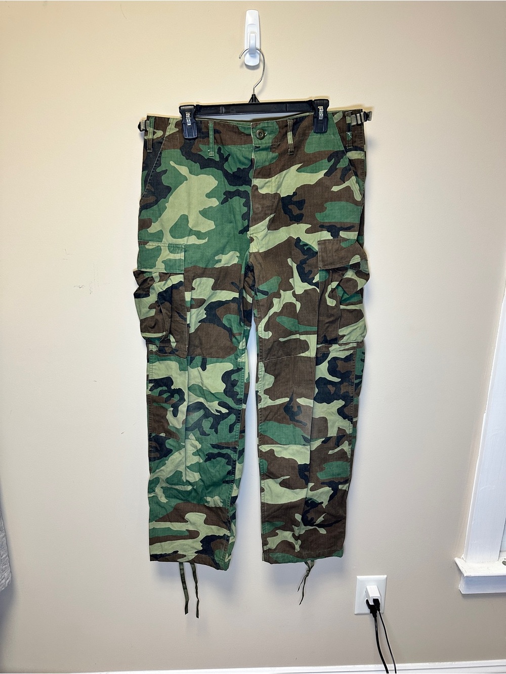 Military Woodland Camo Cargo Pants - Green/Brown- Med